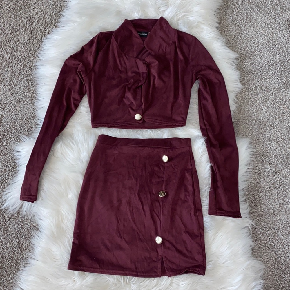 Burgundy, suede